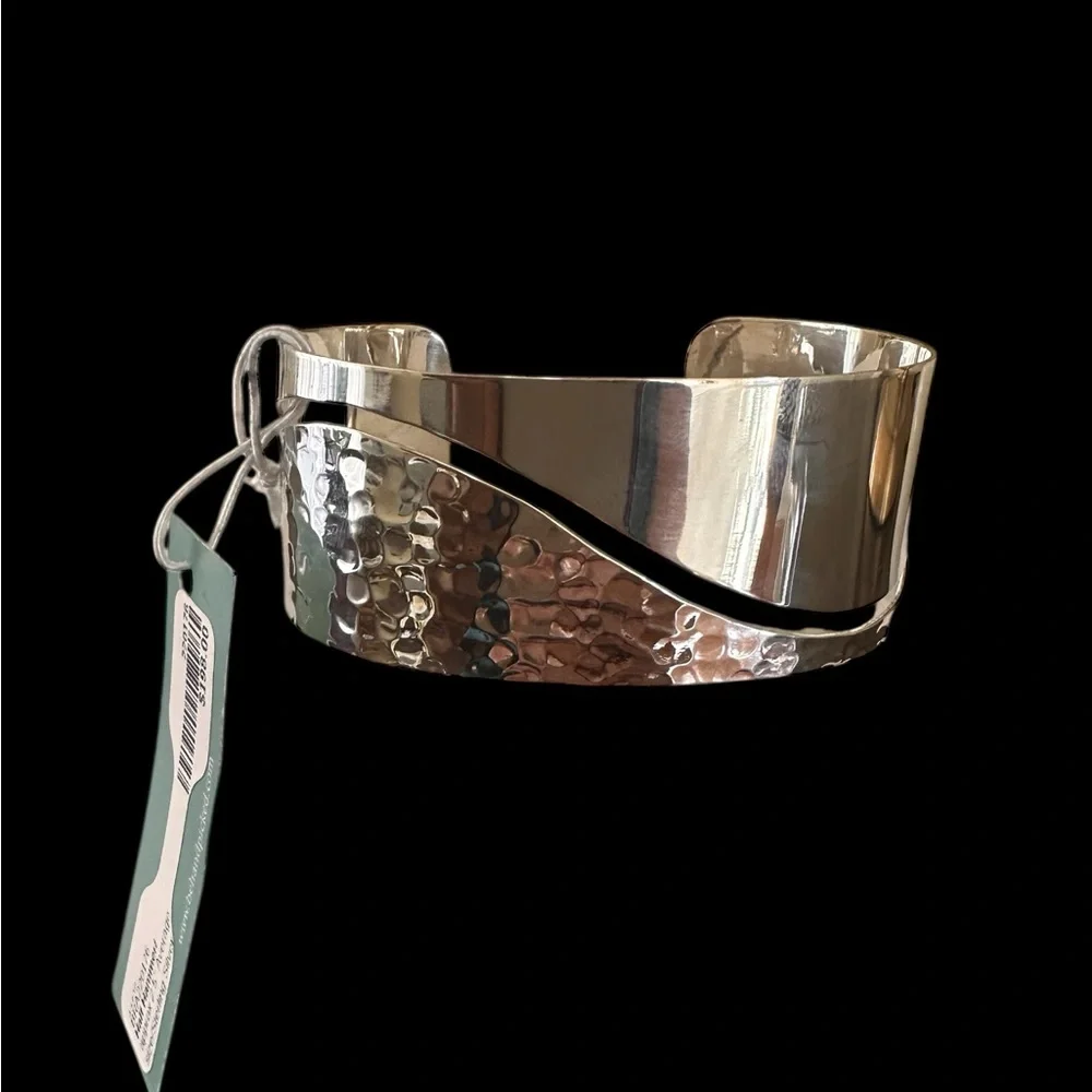925 Silver Half Hammered Cuff‎ Bracelet
